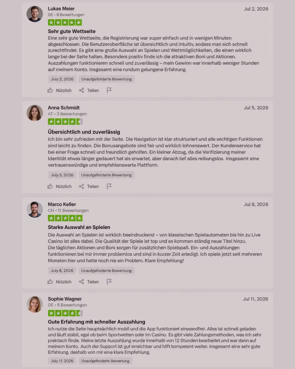 Trustpilot-Kommentare zu Dragon Money